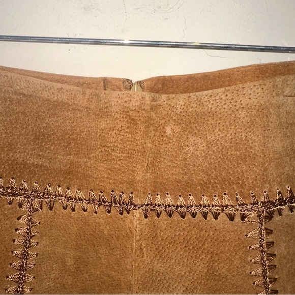 Vintage Neutral Zone Womens XL Brown Leather Mini Skirt Western Cowgirl Hippie - Picture 2 of 8